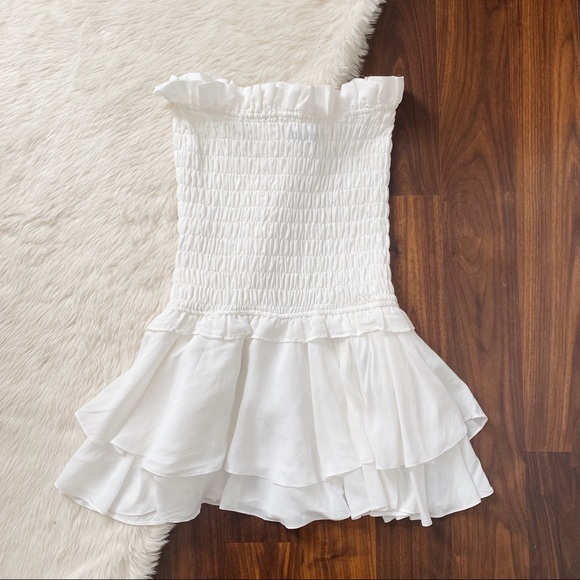 NBD Smocked Baby Doll Mini Dress in Ivory - Picture 2 of 6